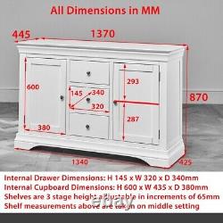 Wilmslow White Painted Large 3 Drawer 2 Door Sideboard Bedroom WLM26