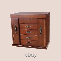 Wooden Jewelry Box, Built-in mirror, double door 5-drawer Large ewelry Storage