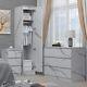 ZITA 3/4 Piece Bedroom Furniture Set Wardrobe Large Chest Bedside Marble Effect